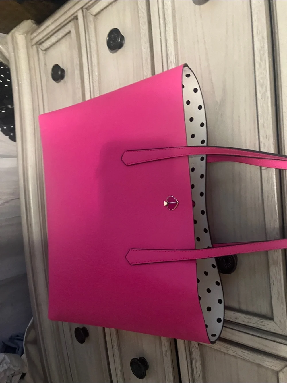 kate spade Hot Pink Tote with Polka Dot Lining
